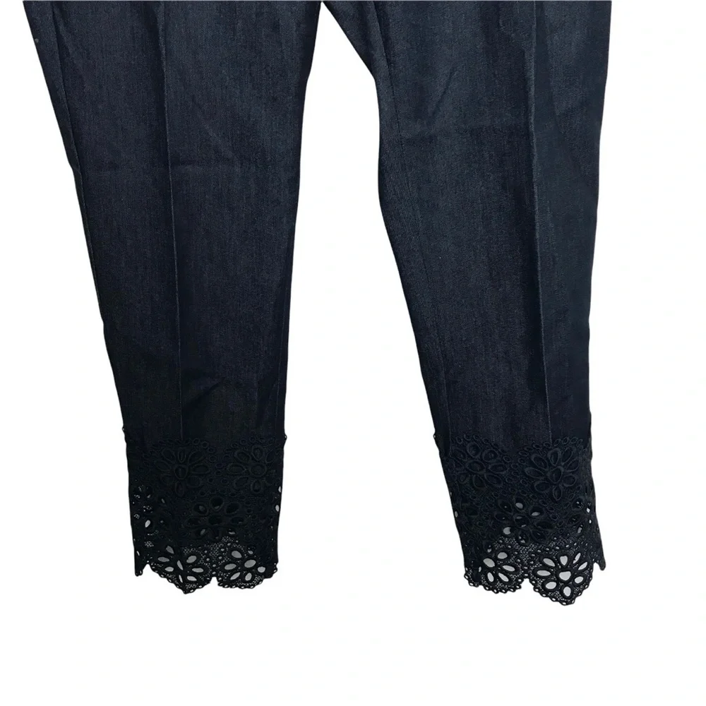 Ann Taylor Petite Crochet Lace Hem Crop Pants 2P